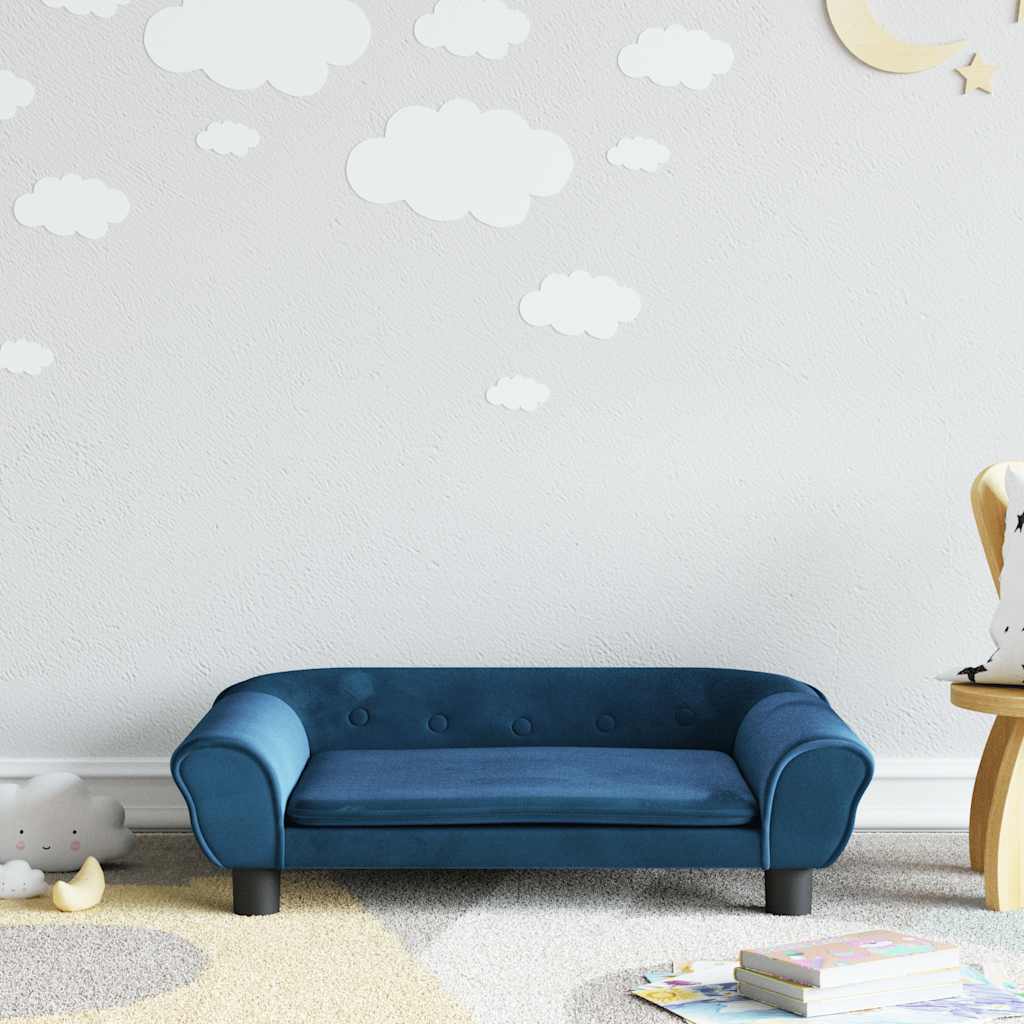 vidaXL Kinderbank 100x50x26 cm fluweel blauw