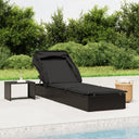 vidaXL Ligbed met inklapbaar dak 213x63x97 cm poly rattan bruin