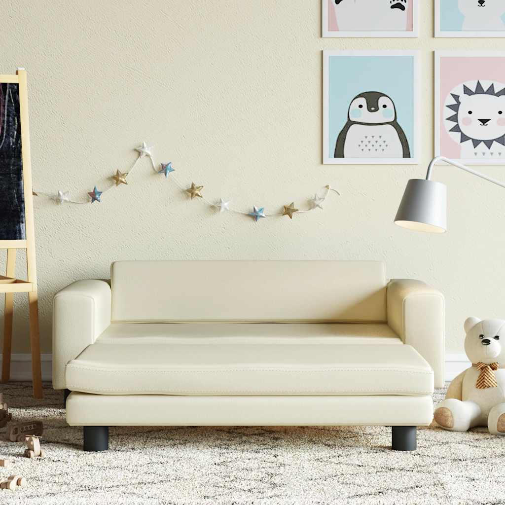 vidaXL Children's Sofa with Footrest 100x50x30 cm Artificial Leather Cream