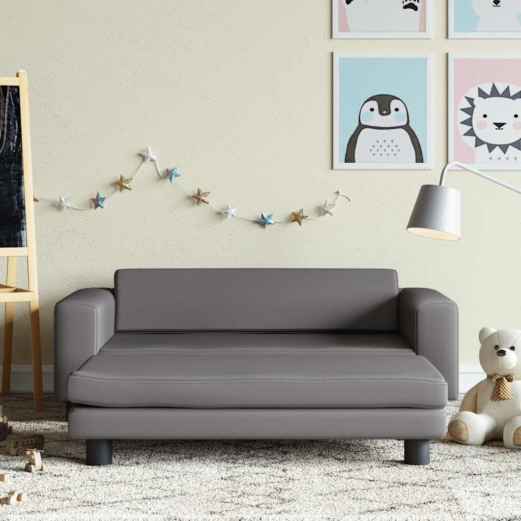 vidaXL Children's Sofa with Footrest 100x50x30 cm Artificial Leather Cream