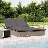 vidaXL Ligbed met kussens 2-persoons poly rattan zwart