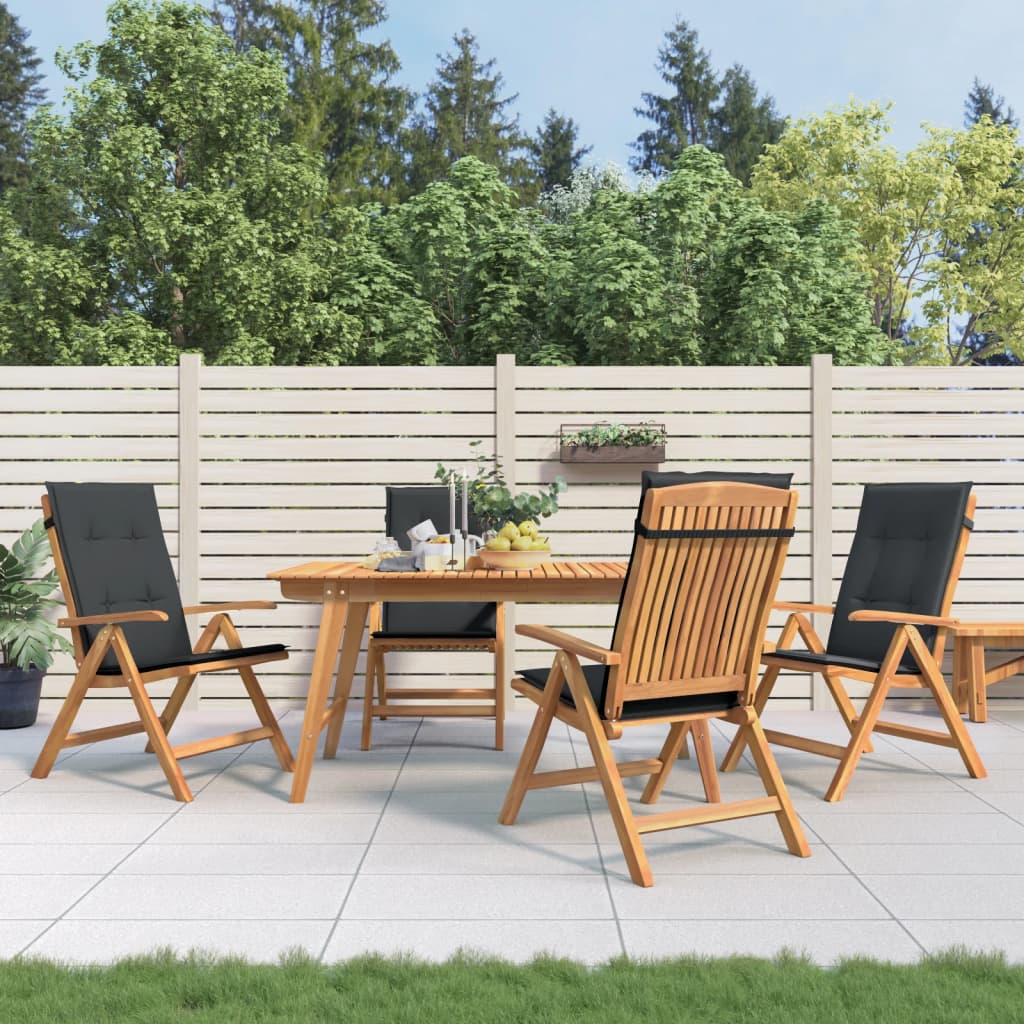 vidaXL Tuinstoelen 2 st verstelbaar met kussens massief teakhout