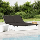 vidaXL Sun Lounger with Cushions 2-Seater Poly Rattan Black