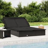 vidaXL Ligbed 2-persoons met dak 213x118x97 cm poly rattan bruin