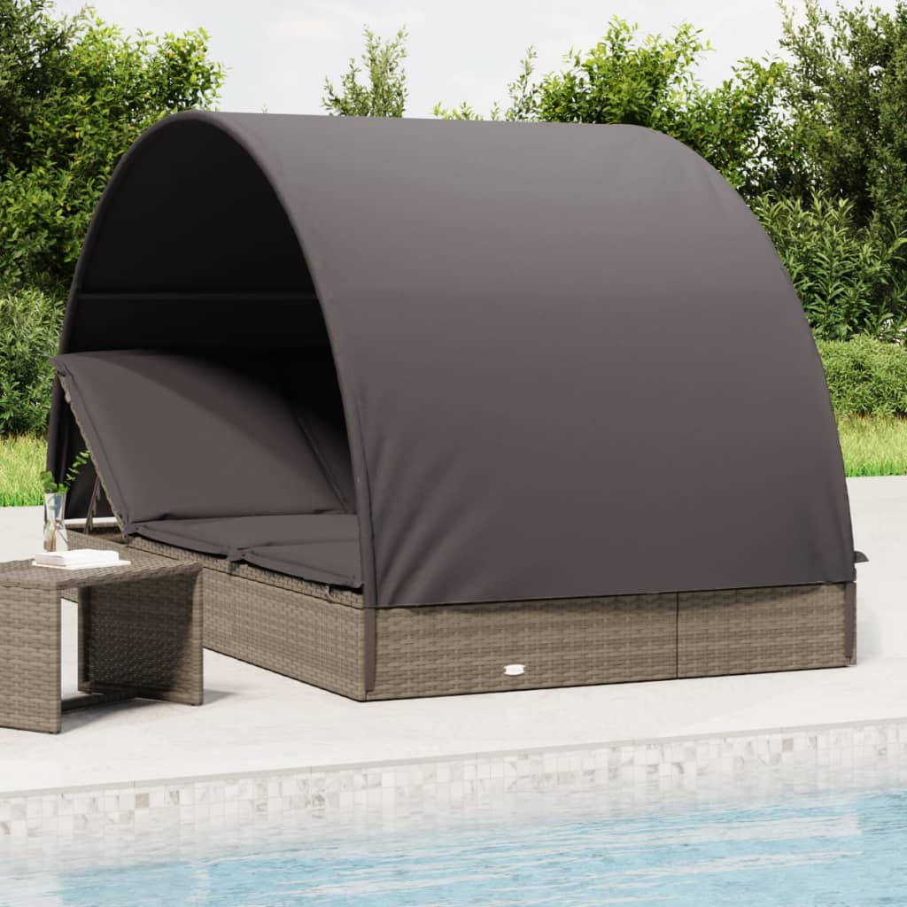 vidaXL Ligbed 2-persoons met rond dak 211x112x140 cm poly rattan bruin