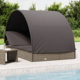 vidaXL Ligbed 2-persoons met rond dak 211x112x140 cm poly rattan bruin