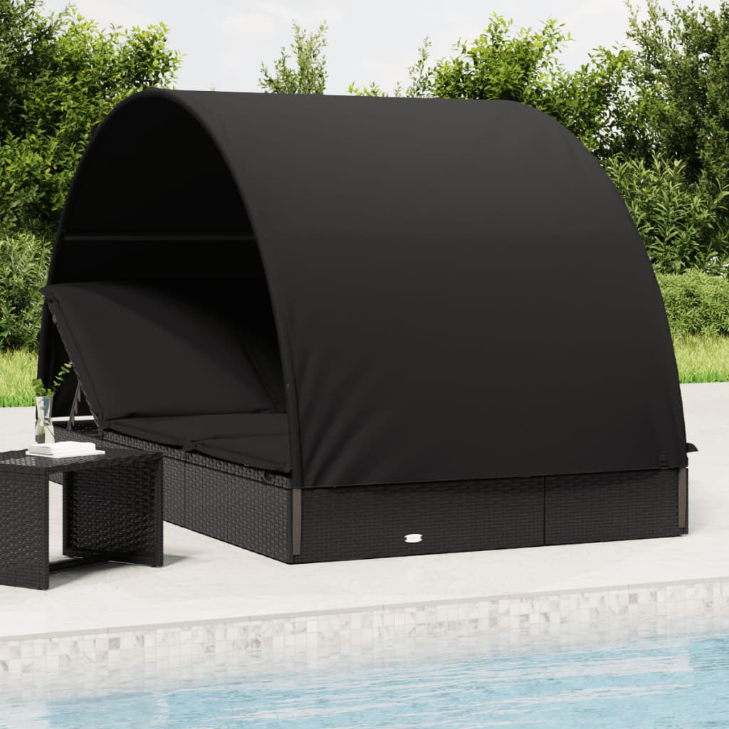 vidaXL Ligbed 2-persoons met rond dak 211x112x140 cm poly rattan bruin