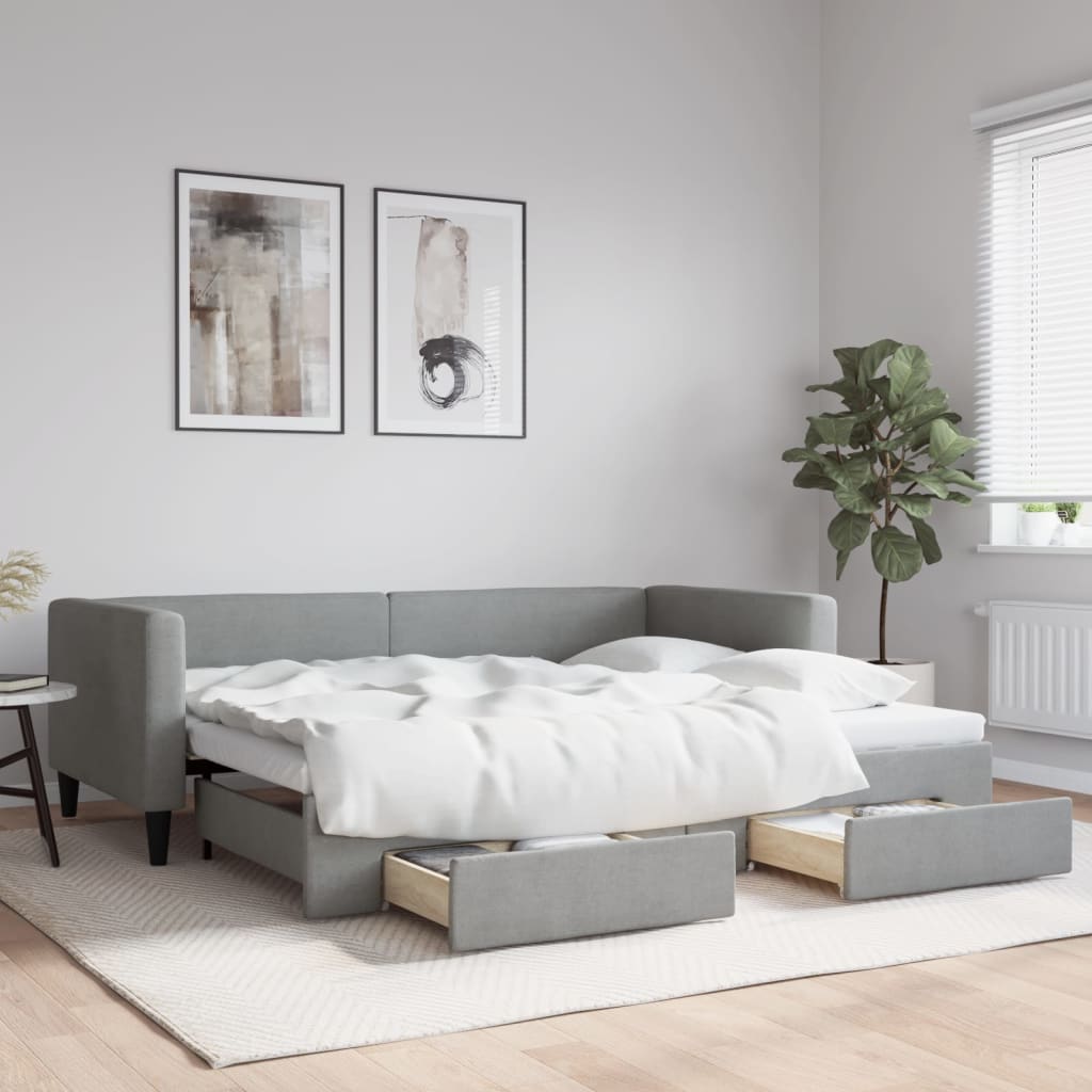 vidaXL Slaapbank 100x190 cm stof donkergrijs