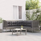 vidaXL Tuinhoekbanken met kussens 2 st poly rattan grijs