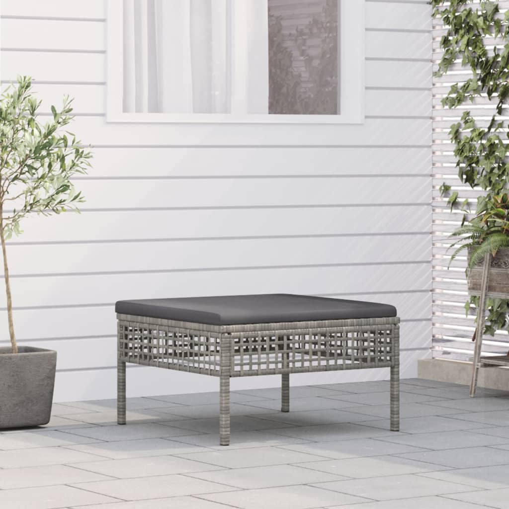 vidaXL Tuinhoekbanken met kussens 2 st poly rattan grijs