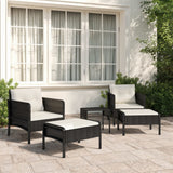 vidaXL 5-piece Lounge Set with Cushions Poly Rattan Brown