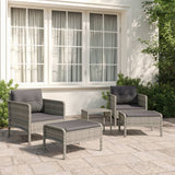 vidaXL 5-piece Lounge Set with Cushions Poly Rattan Brown