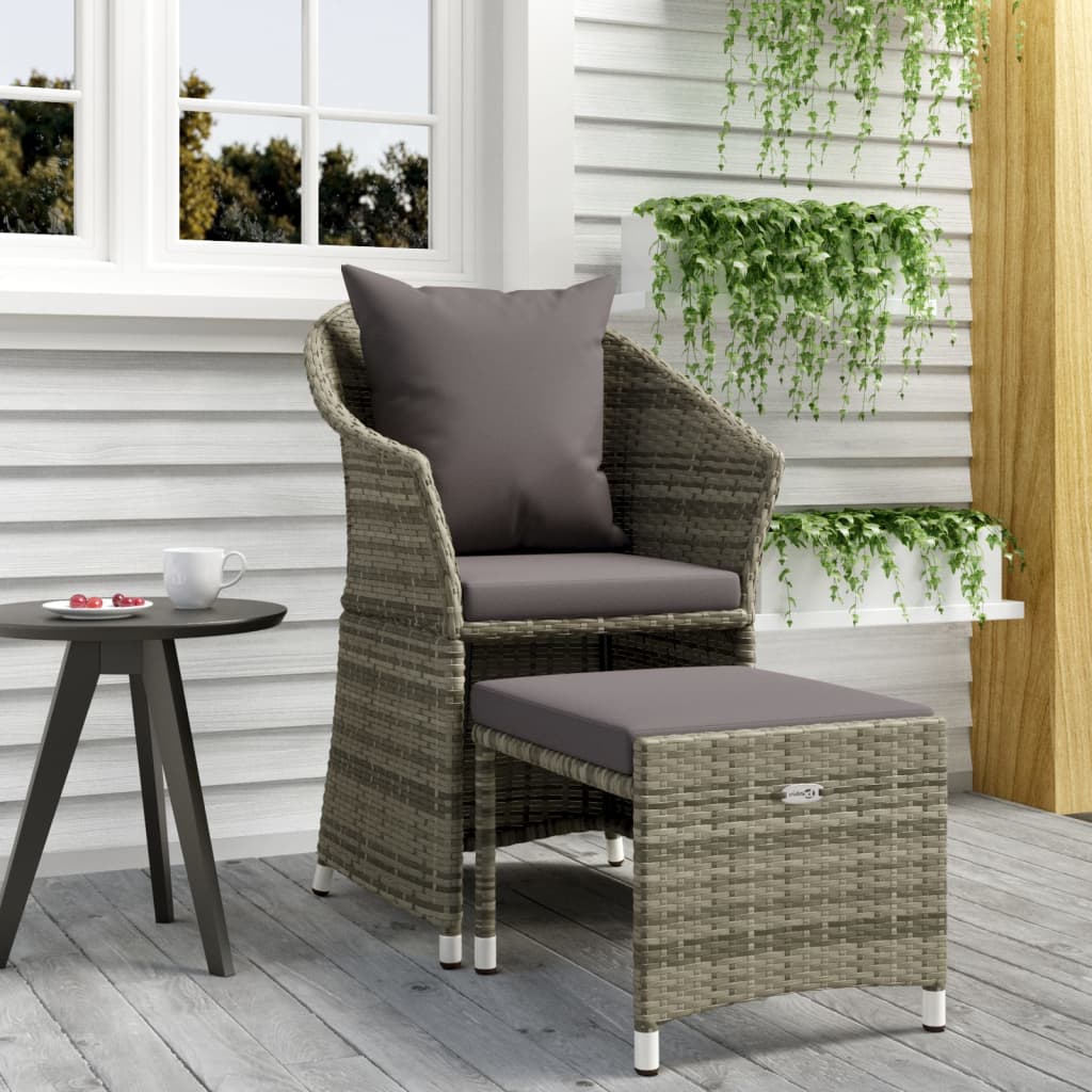 vidaXL 2-delige Loungeset met kussens poly rattan bruin