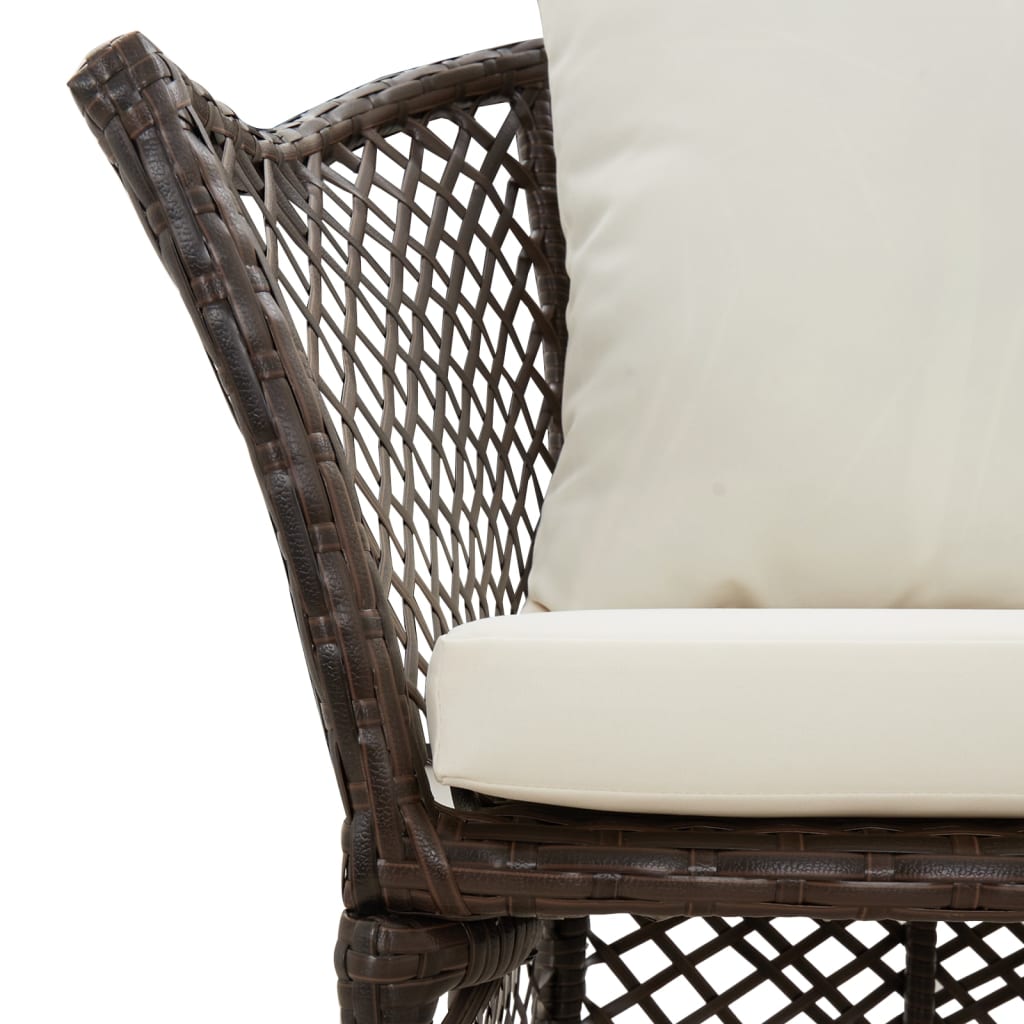vidaXL 2-delige Loungeset met kussens poly rattan bruin