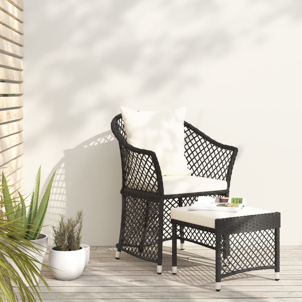 vidaXL 2-delige Loungeset met kussens poly rattan bruin