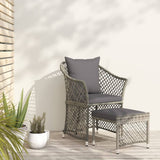 vidaXL 2-delige Loungeset met kussens poly rattan bruin
