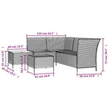 vidaXL 4-delige Loungeset met kussens poly rattan zwart