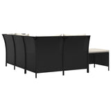 vidaXL 4-delige Loungeset met kussens poly rattan zwart
