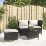 vidaXL 4-delige Loungeset met kussens poly rattan zwart