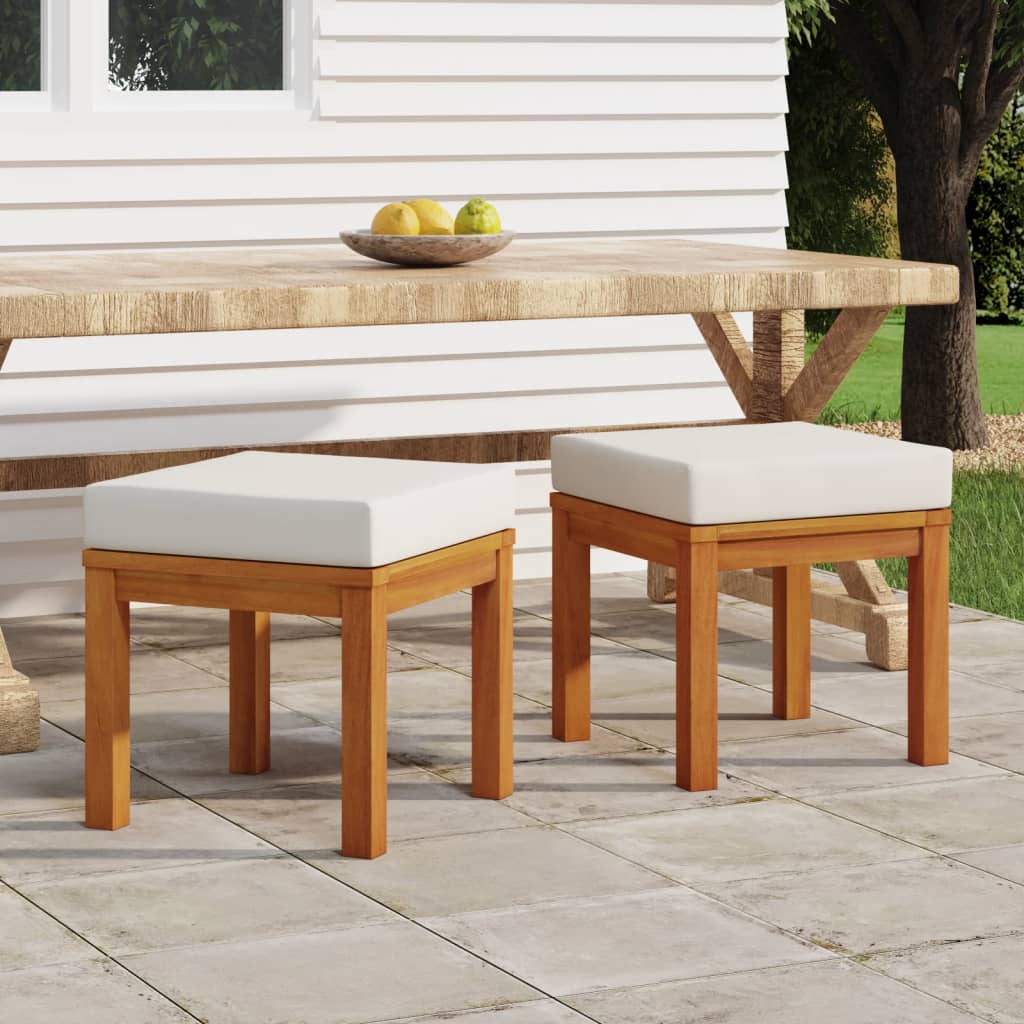 vidaXL Garden Stools 2 pcs with cushions 40x40x42 cm solid acacia wood