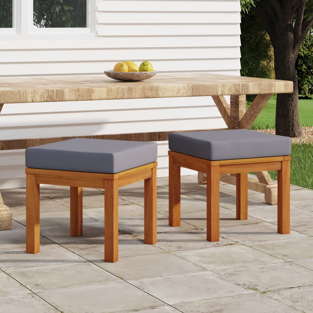 vidaXL Garden Stools 2 pcs with cushions 40x40x42 cm solid acacia wood
