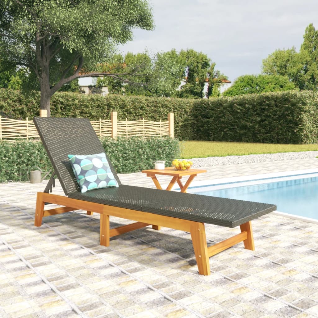 vidaXL Ensemble de salon 3 pièces poly rotin et acacia massif