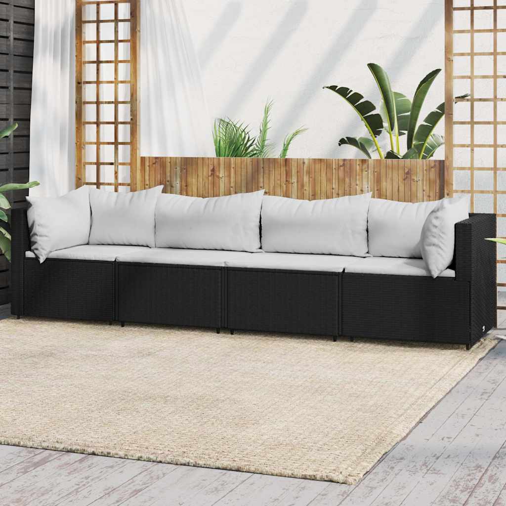 vidaXL Banc de jardin avec coussins 2 pièces poly rotin noir