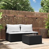 vidaXL Banquette de jardin avec coussins en poly rotin noir