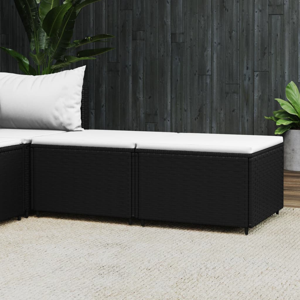 vidaXL Voetensteun met kussen poly rattan zwart