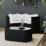 vidaXL 4-delige Loungeset met kussens poly rattan zwart
