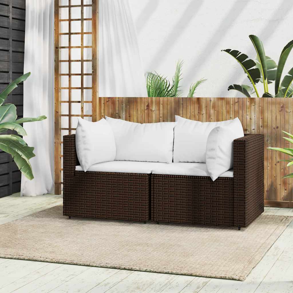 vidaXL Banc de jardin avec coussins 2 pièces poly rotin noir