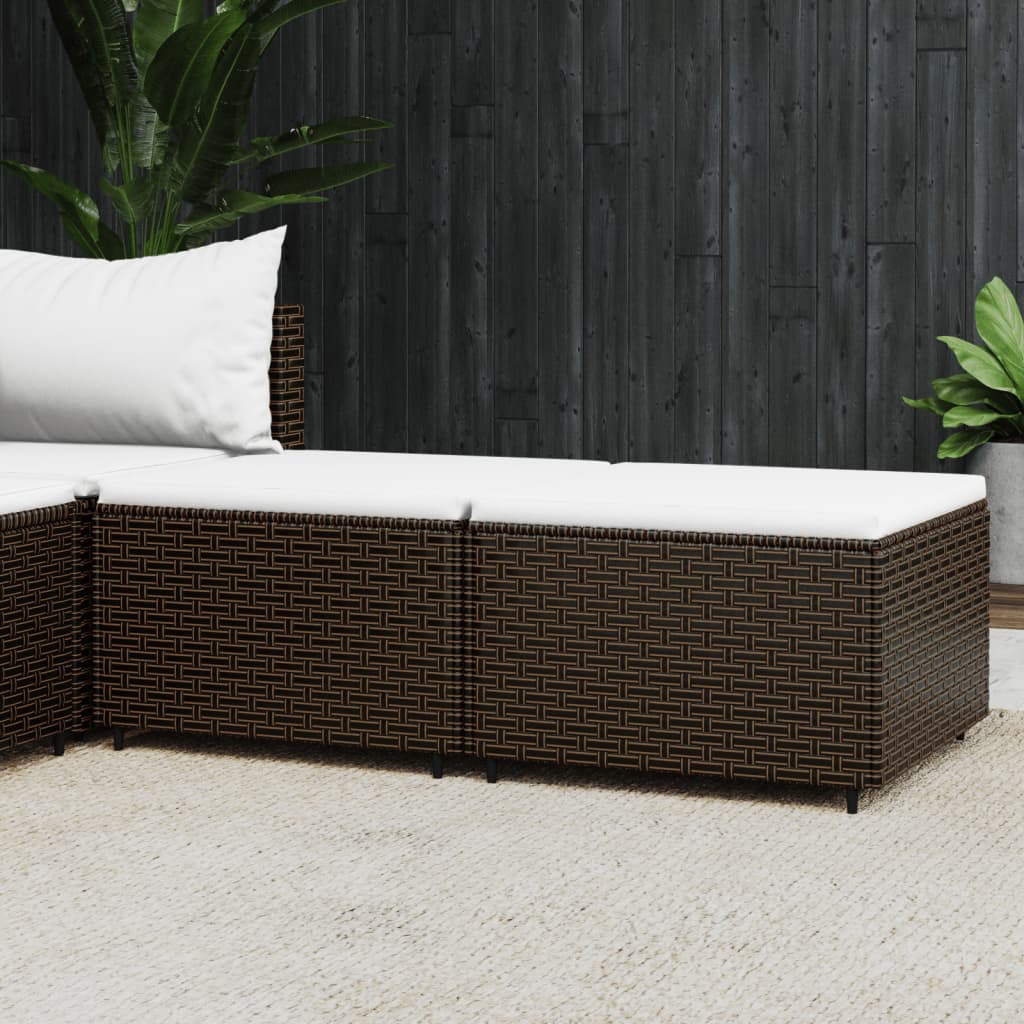 vidaXL Voetensteun met kussen poly rattan zwart