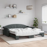 vidaXL Slaapbank met onderschuifbed 100x190 cm stof lichtgrijs