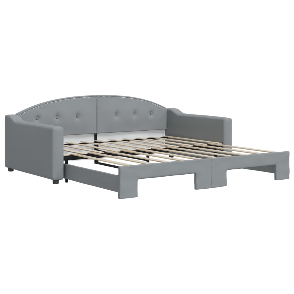vidaXL Slaapbank met onderschuifbed 100x190 cm stof lichtgrijs