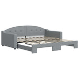 vidaXL Slaapbank met onderschuifbed 100x190 cm stof lichtgrijs