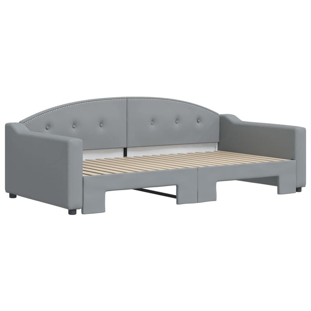 vidaXL Slaapbank met onderschuifbed 100x190 cm stof lichtgrijs