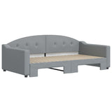 vidaXL Slaapbank met onderschuifbed 100x190 cm stof lichtgrijs