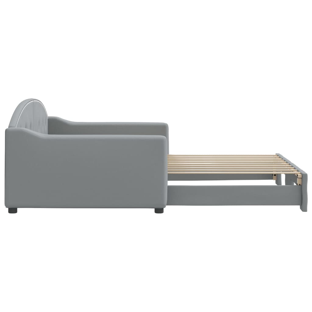 vidaXL Slaapbank met onderschuifbed 100x190 cm stof lichtgrijs