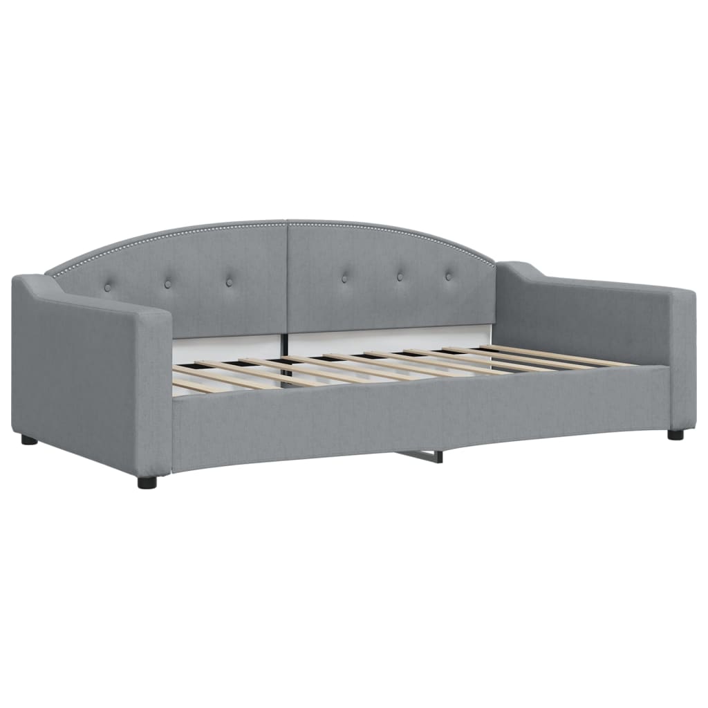 vidaXL Slaapbank met onderschuifbed 100x190 cm stof lichtgrijs