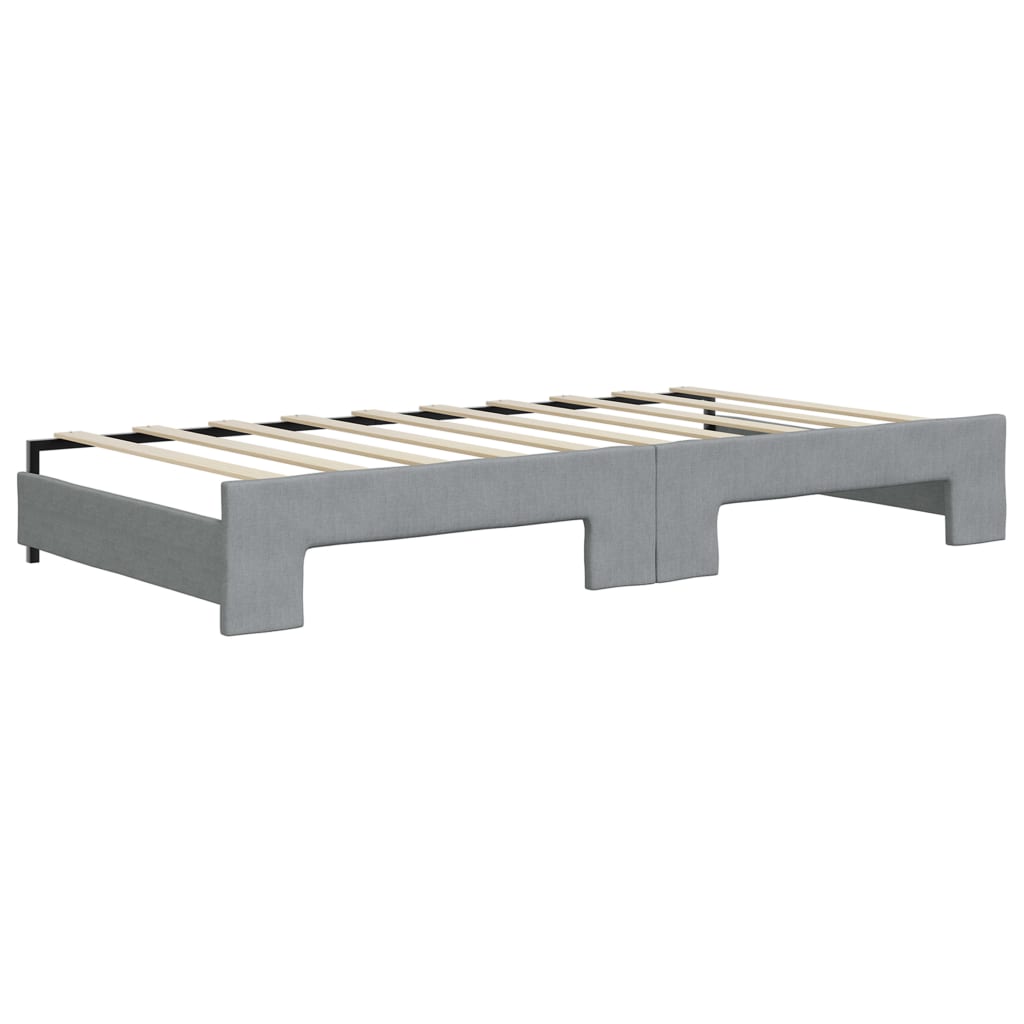 vidaXL Slaapbank met onderschuifbed 100x190 cm stof lichtgrijs