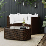 vidaXL 4-delige Loungeset met kussens poly rattan zwart