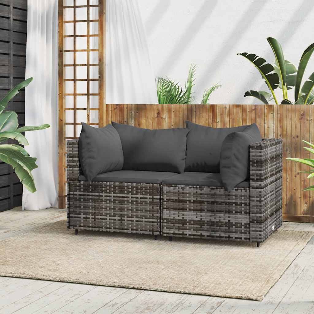 vidaXL Banc de jardin avec coussins 2 pièces poly rotin noir