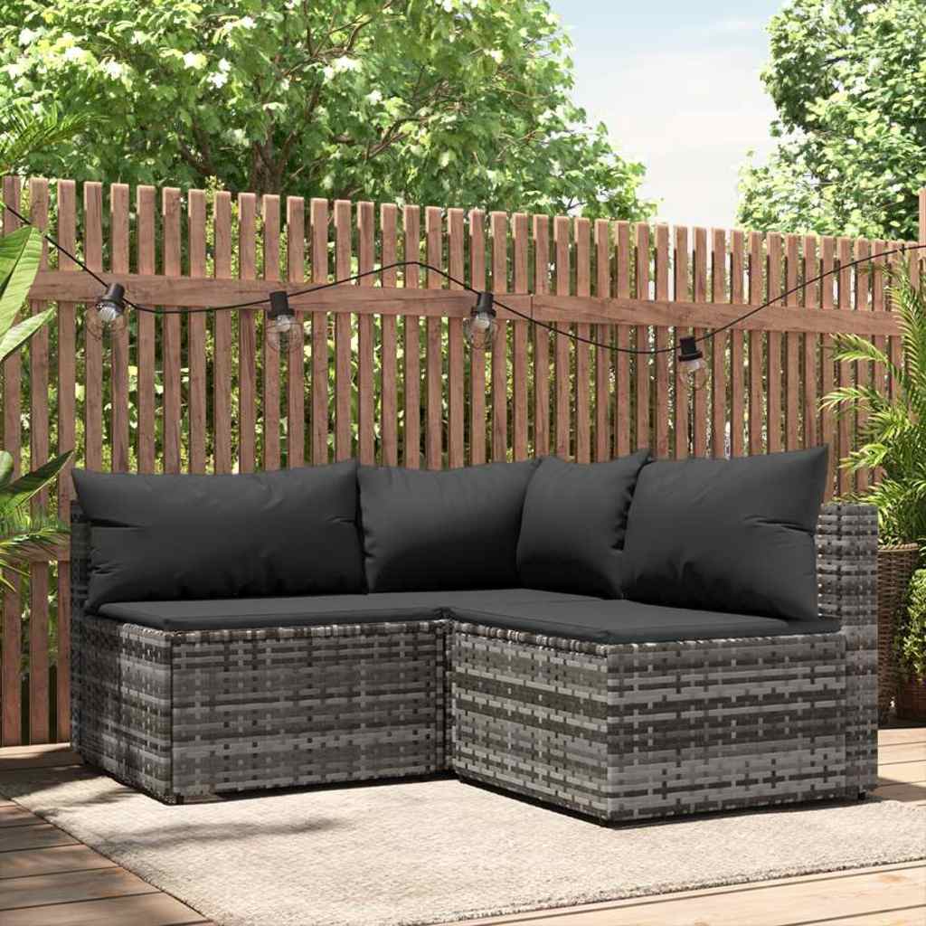 vidaXL Banquette de jardin avec coussins en poly rotin noir