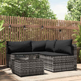 vidaXL Banquette de jardin avec coussins en poly rotin noir