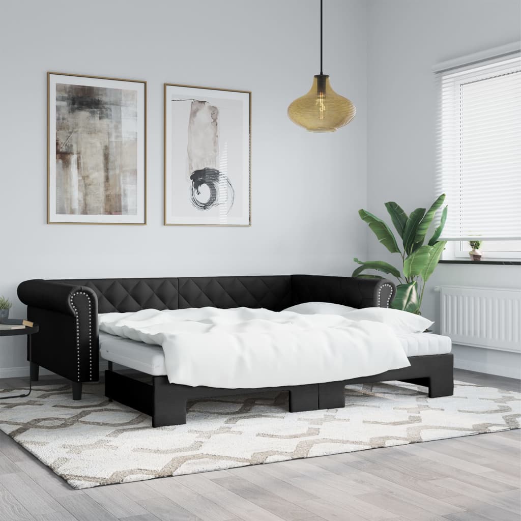 vidaXL Slaapbank met matras 90x200 cm kunstleer zwart