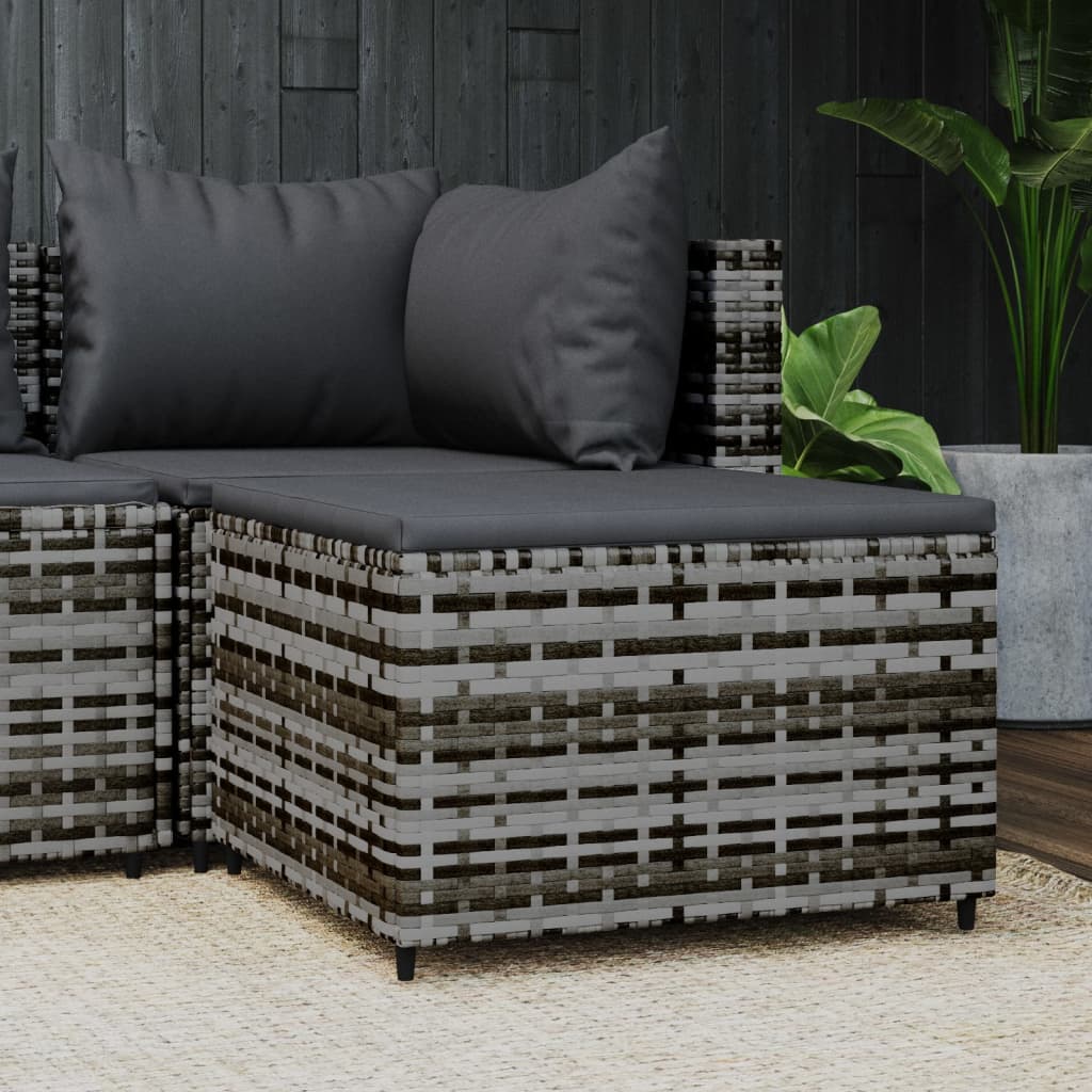 vidaXL Voetensteun met kussen poly rattan zwart