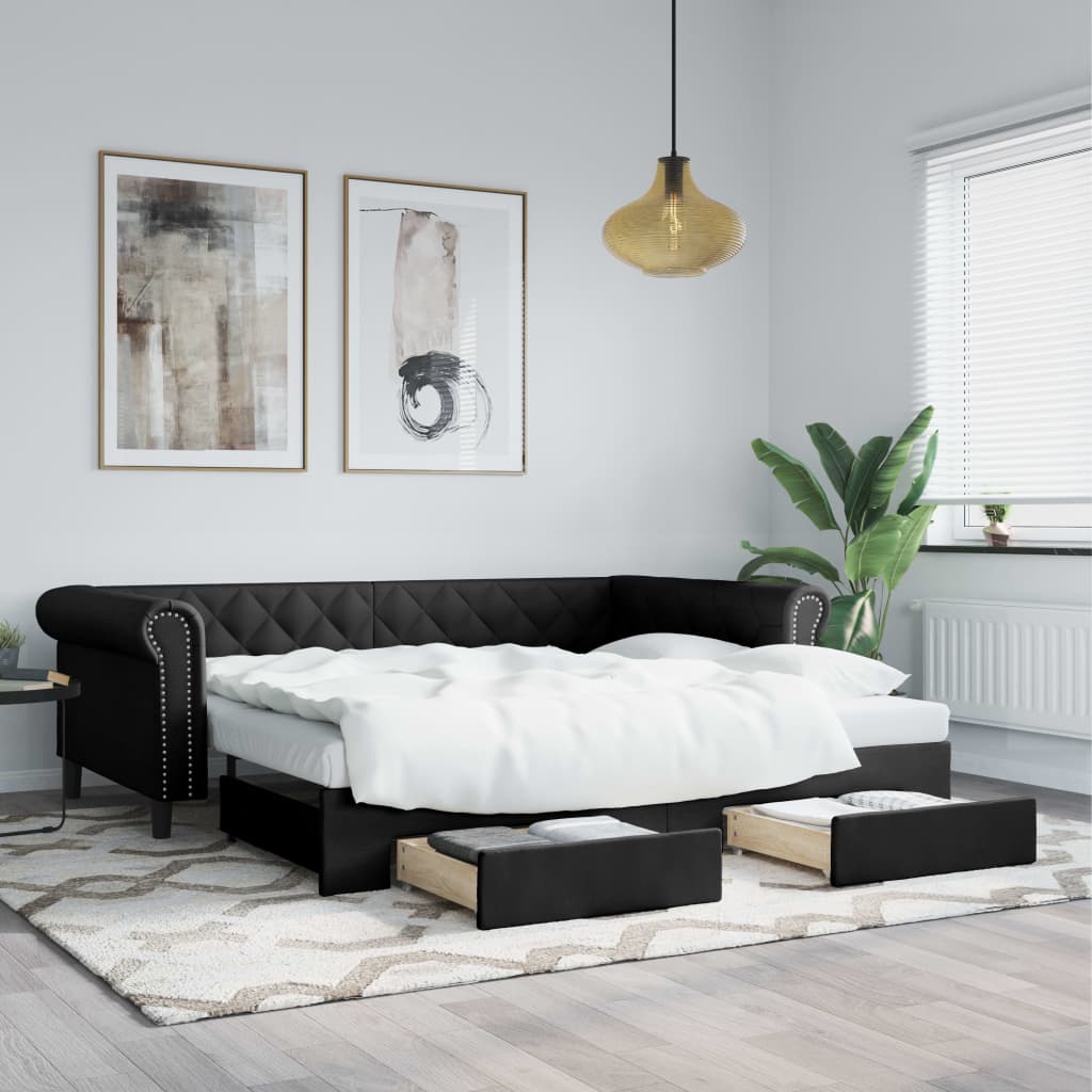 vidaXL Slaapbank met matras 90x200 cm kunstleer zwart