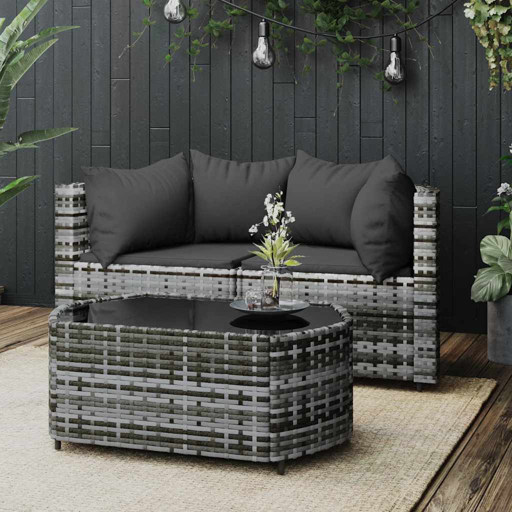 vidaXL Tuinhoekbanken met kussens 2 st poly rattan zwart