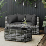 vidaXL Tuinhoekbanken met kussens 2 st poly rattan zwart