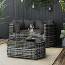 vidaXL 4-delige Loungeset met kussens poly rattan zwart